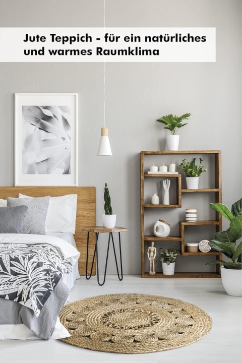 Luxor Living dywan okrągły Balo 150 cm, boho, juta, naturalny, ręcznie tkany, beżowy