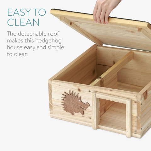 Navaris drewniany domek dla jeży całoroczny z labiryntem, odporny na warunki atmosferyczne