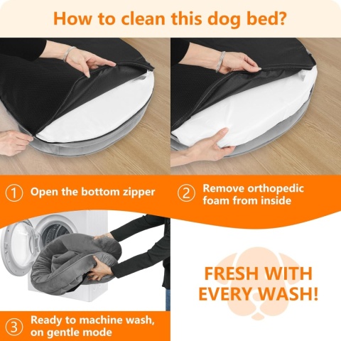 Ortopedyczne legowisko dla psa HMTOPE, antypoślizgowe, zdejmowane, szare 90×75×17 cm