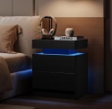 Stolik Nocny IRONCK Czarny z Oświetleniem LED i Ładowarką (USB + Typ C)