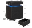 Stolik Nocny IRONCK Czarny z Oświetleniem LED i Ładowarką (USB + Typ C)