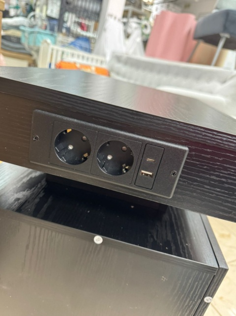 Stolik Nocny IRONCK Czarny z Oświetleniem LED i Ładowarką (USB + Typ C)