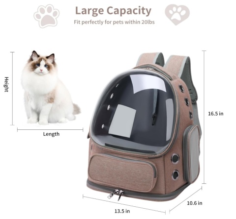 Plecak Transportowy dla Zwierząt typu "Kapsuła", Oddychający, Składany, Kolor Czarny – Oxford/ABS