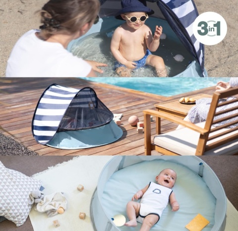 Namiot Plażowy i Basen 3w1 Babymoov Aquani Marrose – Filtr UV 50+, Moskitiera