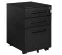 Kontener na Kółkach WOLTU Metalowy Czarny – Zamykany, 3 Szuflady, Gotowy do Użycia