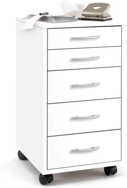 Biała szafka biurowa na kółkach z 5 szufladami 33×63,5×38 cm – FMD Möbel