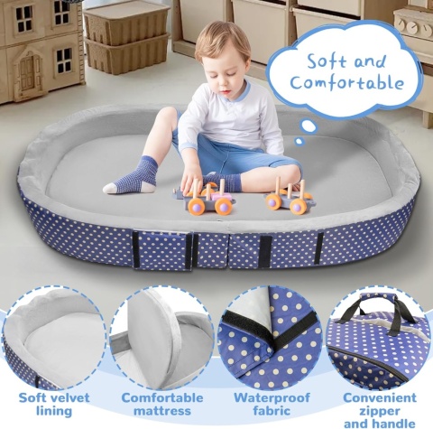 Łóżeczko turystyczne dla dziecka JAOGAUS z materacem – składane, wodoodporne