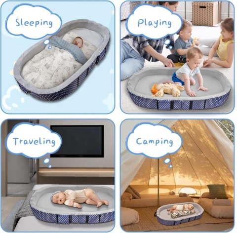 Łóżeczko turystyczne dla dziecka JAOGAUS z materacem – składane, wodoodporne