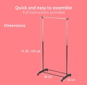 Stojak/ wieszak na Ubrania COMPACTOR – Regulowana Wysokość 85-165 cm, Na Kółkach
