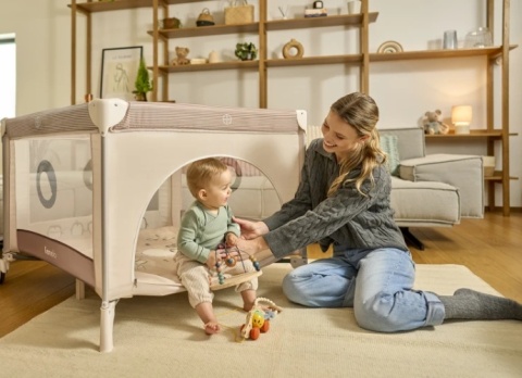 Lionelo Bonnie Grey Scandi – Kojec Dziecięcy 3w1 z Materacem T25 i Bocznym Wejściem