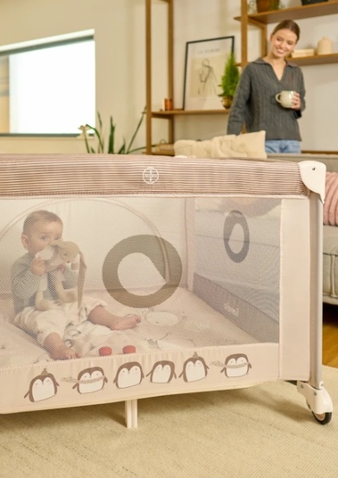 Lionelo Bonnie Grey Scandi – Kojec Dziecięcy 3w1 z Materacem T25 i Bocznym Wejściem