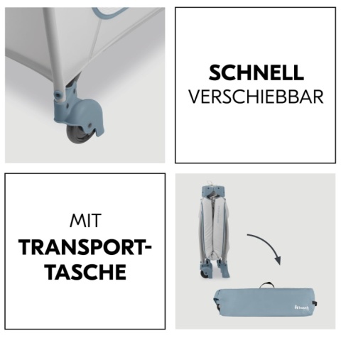 Łóżeczko Turystyczne Hauck Sleep N Play Go Plus – Kojec, Zamek XL, Kółka