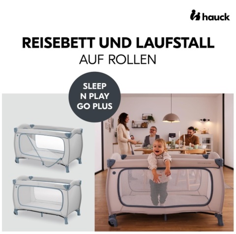 Łóżeczko Turystyczne Hauck Sleep N Play Go Plus – Kojec, Zamek XL, Kółka