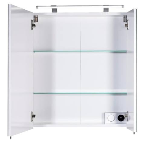 Szafka z Lustrem SCHILDMEYER 60x75 cm Biały Połysk – LED, Gniazdko, Niemiecka Jakość