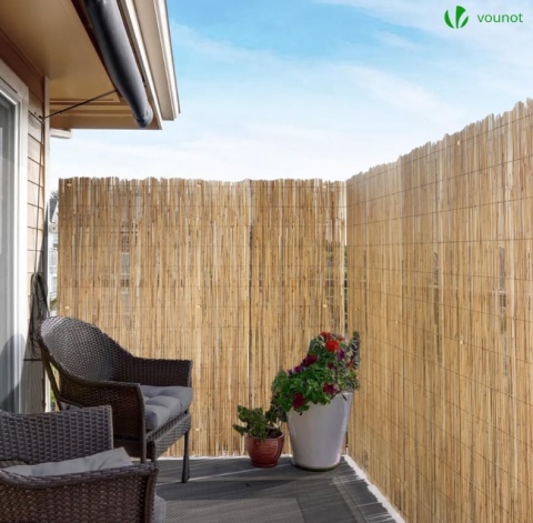 Osłona Balkonowa VOUNOT z Trzciny Naturalnej 140x300 cm – Mata Maskująca, Płotek