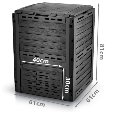 Kompostownik Ogrodowy VOUNOT 300L Czarny – Z Recyklingu, Szybki Montaż