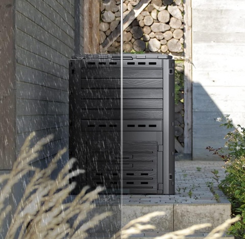 Kompostownik Ogrodowy VOUNOT 300L Czarny – Z Recyklingu, Szybki Montaż
