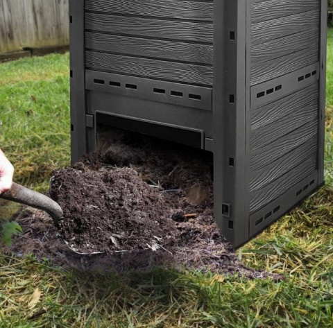 Kompostownik Ogrodowy VOUNOT 300L Czarny – Z Recyklingu, Szybki Montaż