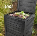 Kompostownik Ogrodowy VOUNOT 300L Czarny – Z Recyklingu, Szybki Montaż