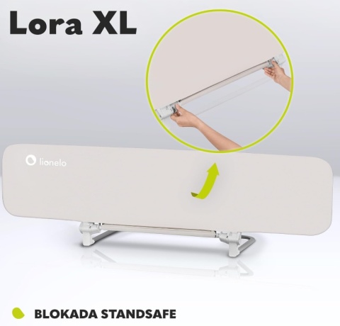 Barierka do Łóżka LIONELO Lora XL 150 cm – Regulacja 180°, Blokada StandSafe, Beż