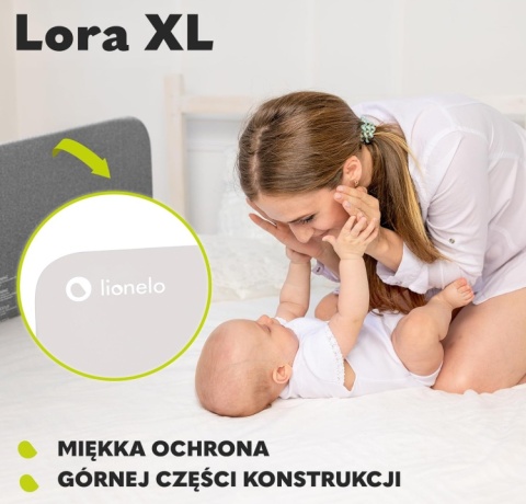 Barierka do Łóżka LIONELO Lora XL 150 cm – Regulacja 180°, Blokada StandSafe, Beż