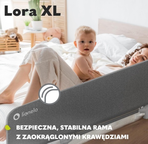 Barierka do Łóżka LIONELO Lora XL 150 cm – Regulacja 180°, Blokada StandSafe, Beż