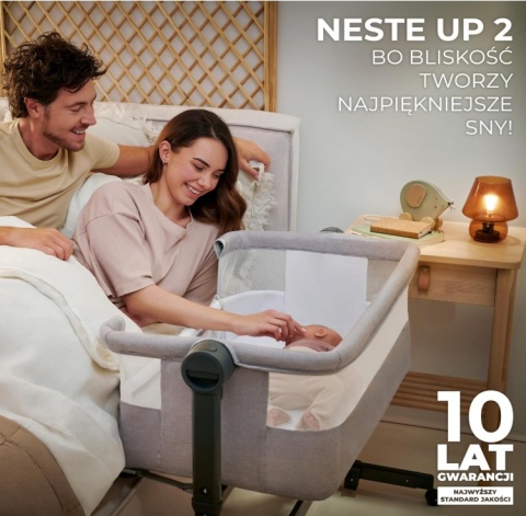 Łóżeczko Dostawne Kinderkraft NESTE UP 2w1 – Regulacja Wysokości i Kąta, Do 9 kg, Szare