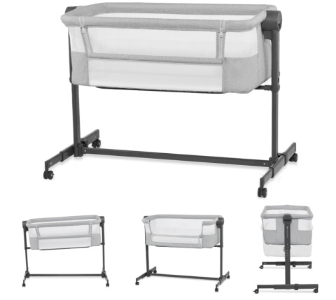 Łóżeczko Dostawne Kinderkraft NESTE UP 2w1 – Regulacja Wysokości i Kąta, Do 9 kg, Szare