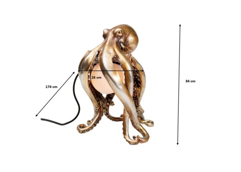 Lampa Stołowa Octopus 26x34 cm – Złota, Styl Glamour/Awangardowy