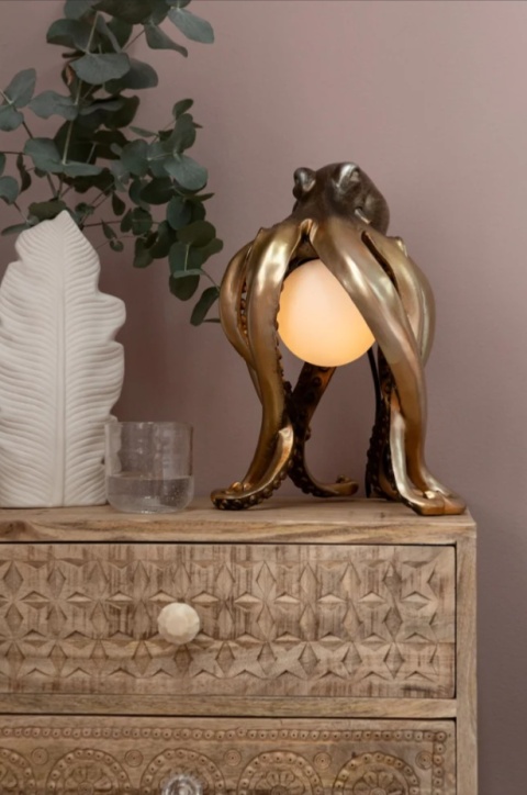 Lampa Stołowa Octopus 26x34 cm – Złota, Styl Glamour/Awangardowy