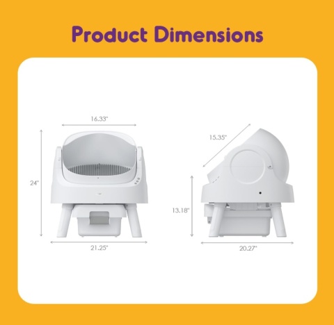 Automatyczna Kuweta Samoczyszcząca PetPivot – Otwarty Design, Cicha, 10L Pojemnik, Do 22 kg