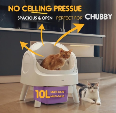 Automatyczna Kuweta Samoczyszcząca PetPivot – Otwarty Design, Cicha, 10L Pojemnik, Do 22 kg