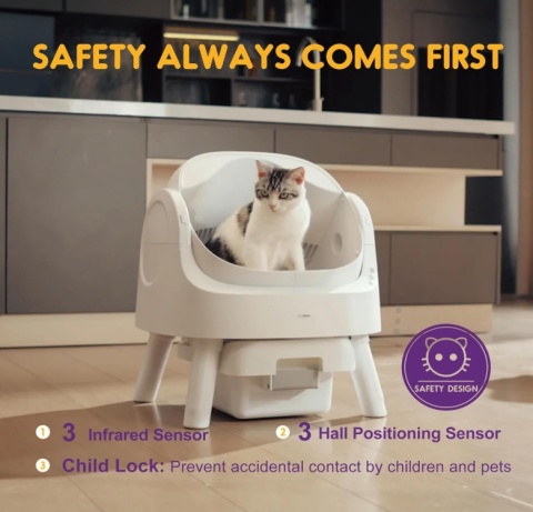 Automatyczna Kuweta Samoczyszcząca PetPivot – Otwarty Design, Cicha, 10L Pojemnik, Do 22 kg