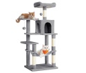 Drapak dla Kota Feandrea 143 cm – Wielopoziomowy, Hamak, Jaskinia, Jasnoszary