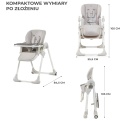 Krzesełko do karmienia Kinderkraft YUMMY – Regulowane, Składane, Ekoskóra, Szare