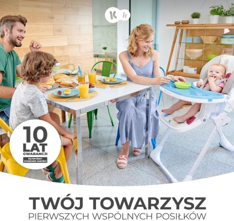 Krzesełko do karmienia Kinderkraft YUMMY – Regulowane, Składane, Ekoskóra, Szare