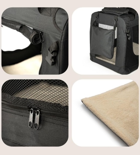 Składany Transporter dla Psa/Kota Lionto 82x58x58 cm – Do 18 kg, Czarny