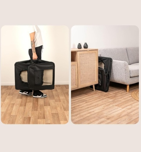 Składany Transporter dla Psa/Kota Lionto 82x58x58 cm – Do 18 kg, Czarny