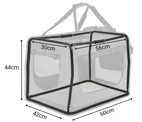 Składany Transporter Lionto 60x42x44 cm – Szary, do 12 kg, z Poduszką i Stalową Ramą