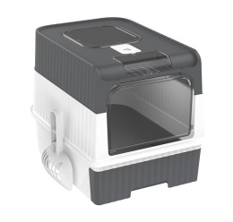 Kuweta dla Kota POYHKFD – Zamknięta, Szufladowa, System Kontroli Zapachu + Łopatka, Szara