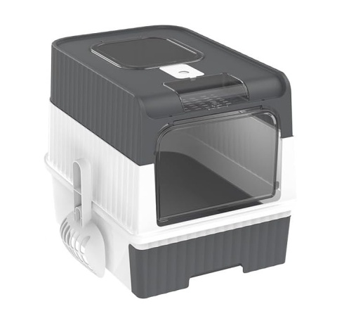 Kuweta dla Kota POYHKFD – Zamknięta, Szufladowa, System Kontroli Zapachu + Łopatka, Szara