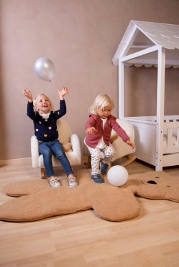 Fotel Bujany dla Dzieci Childhome – Miękki materiał Teddy, Biały/Ecru