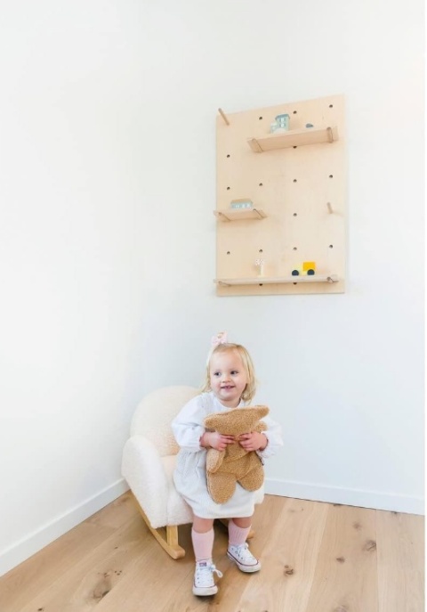 Fotel Bujany dla Dzieci Childhome – Miękki materiał Teddy, Biały/Ecru