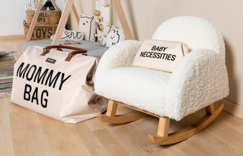 Fotel Bujany dla Dzieci Childhome – Miękki materiał Teddy, Biały/Ecru