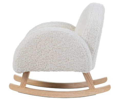 Fotel Bujany dla Dzieci Childhome – Miękki materiał Teddy, Biały/Ecru