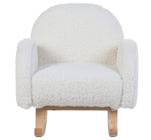 Fotel Bujany dla Dzieci Childhome – Miękki materiał Teddy, Biały/Ecru