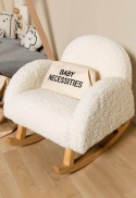 Fotel Bujany dla Dzieci Childhome – Miękki materiał Teddy, Biały/Ecru