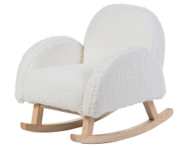 Fotel Bujany dla Dzieci Childhome – Miękki materiał Teddy, Biały/Ecru