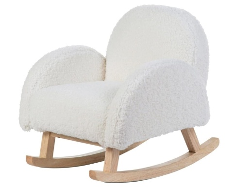 Fotel Bujany dla Dzieci Childhome – Miękki materiał Teddy, Biały/Ecru