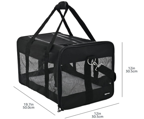 Miękki Transporter dla Zwierząt Amazon Basics – Rozmiar L, Czarny, Wyściółka z Polaru